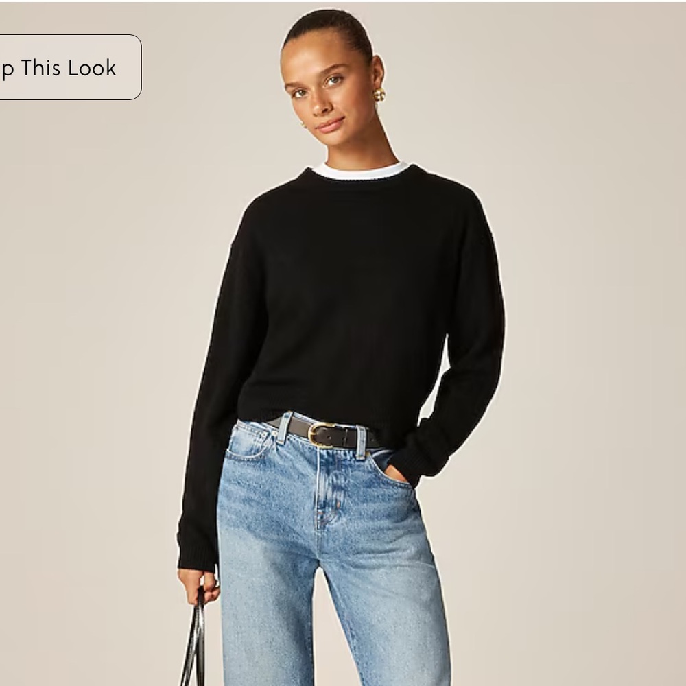 J. Crew Black Cashmere Sweater Crewneck NWT Perfect Cashmere